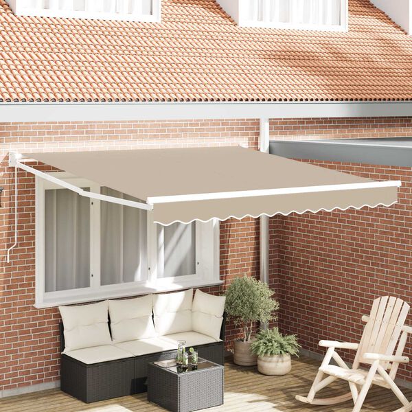 vidaXL Utf&auml;llbar markis Beige 350 x 250 cm tyg