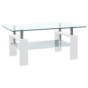 vidaXL Soffbord vit och transparent 95x55x40 cm h&auml;rdat glas