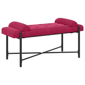 vidaXL Knappstoppad b&auml;nk med kuddar Vinr&ouml;d 110 x 40 x 46 cm Sammet