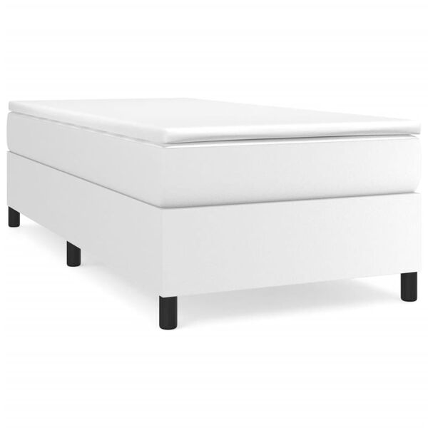 vidaXL Boxspring-s&auml;ngram vit 90x190 cm konstl&auml;der