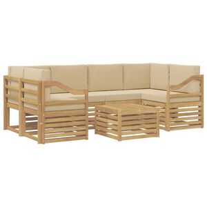 vidaXL Utomhussoffset 7 st Vit och Beige Polyester
