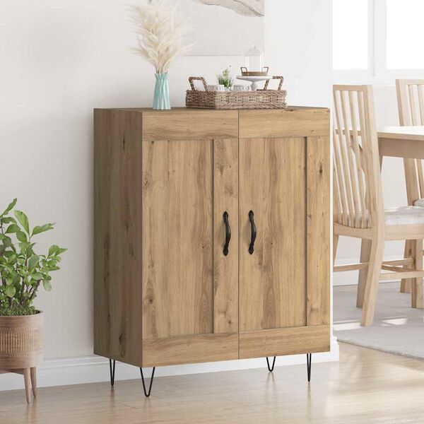 vidaXL Sideboard Artisan Ek 69,5 x 34 x 90 cm Konstruerat tr&auml; och j&auml;rn