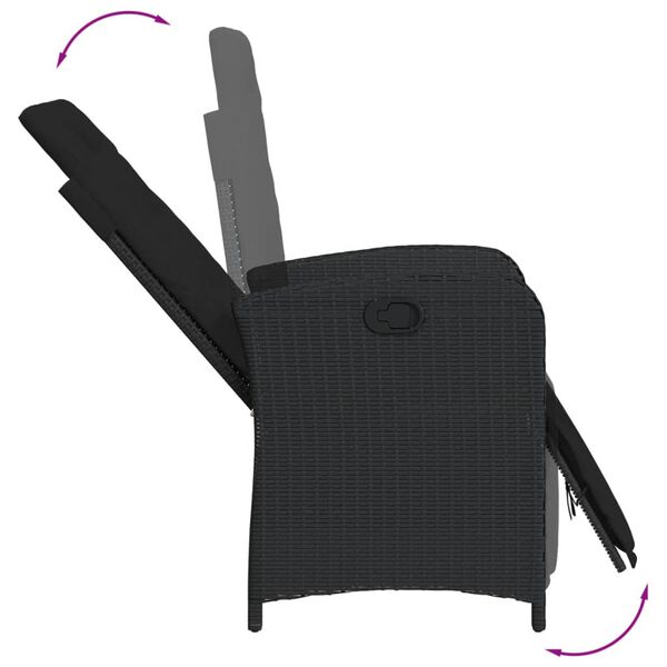 vidaXL Matgrupp f&ouml;r tr&auml;dg&aring;rden med dynor 7 delar svart konstrotting