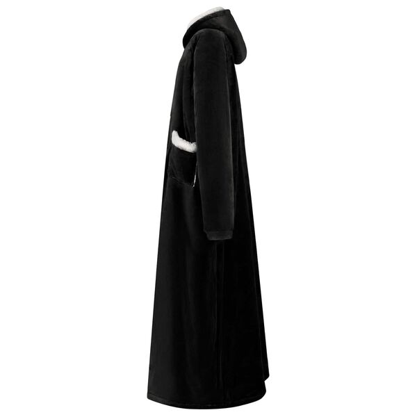 vidaXL Filt-hoodie Svart L Fleece och Flanell