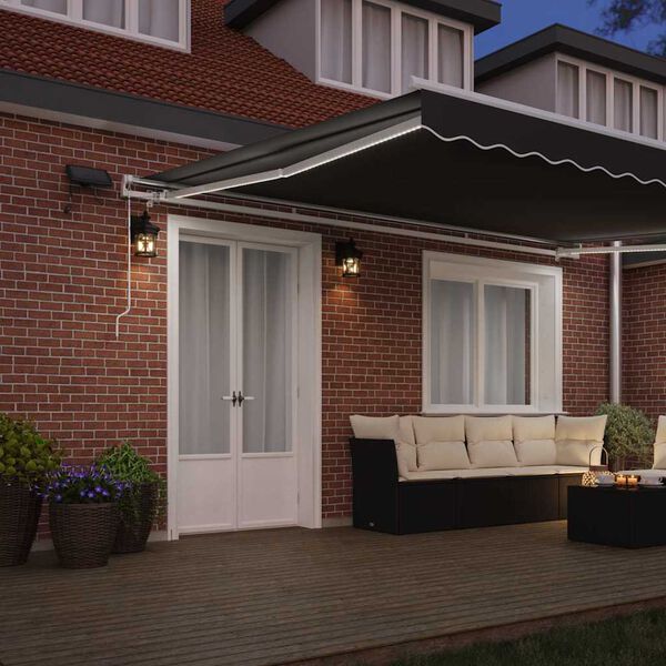 vidaXL Markisram med LED -remsljus Vit 500 × 300 cm Aluminium