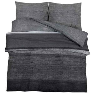 vidaXL P&aring;slakanset m&ouml;rkgr&aring; och svart 260x240 cm bomull