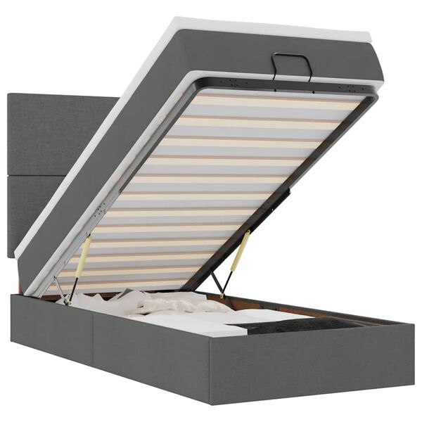 vidaXL Ottoman sängram med madrass mörkgrå 90x190 cm tyg