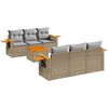 vidaXL Matgrupp f&ouml;r tr&auml;dg&aring;rden med dynor 7 delar beige konstrotting