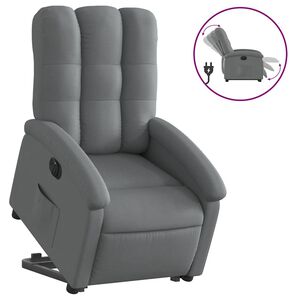 vidaXL Elektrisk reclinerf&aring;t&ouml;lj med uppresningshj&auml;lp m&ouml;rkgr&aring; tyg