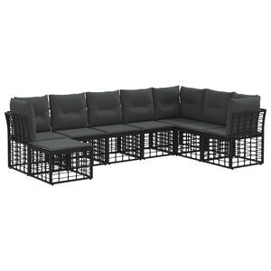 vidaXL Utomhussoffset med kudde 8 pcs Svart Polyester
