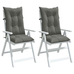 vidaXL Stolsdynor h&ouml;gt ryggst&ouml;d 2 st melerad m&ouml;rkgr&aring; 120x50x7 cm tyg