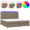 vidaXL Rams&auml;ng med madrass & LED taupe 200x200 cm tyg