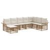 vidaXL Utomhussoffset med kudde 8 pcs Naturlig och Creamvit Polyester