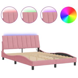 vidaXL Bed Frame with LED without Mattress "Hanko" Pink 120x200 cm Velvet