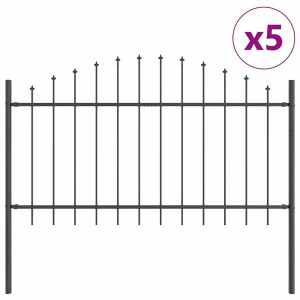 vidaXL Tr&auml;dg&aring;rdsst&auml;ngsel 5 pcs Gr&aring; 170 x 140 cm Pulverlackerat st&aring;l