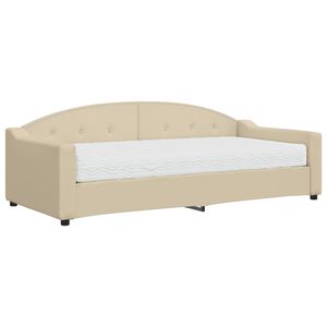 vidaXL Dagb&auml;dd med madrass beige 90x200 cm tyg