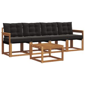 vidaXL Utomhussoffset med kudde 5 pcs Naturlig och svart