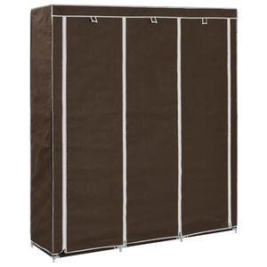 vidaXL Garderob med fack och st&auml;nger brun 150x45x175 cm tyg