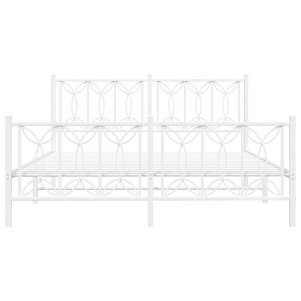 vidaXL Sängram med huvudgavel och fotgavel vit metall 150x200 cm