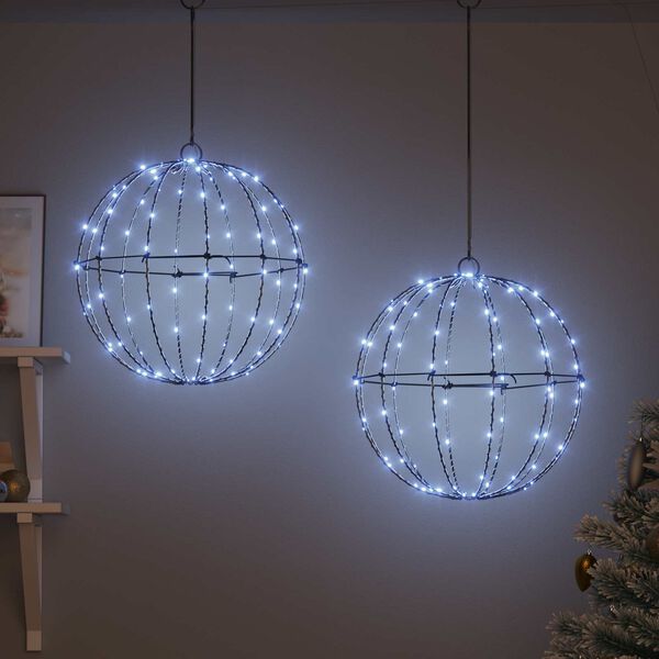 vidaXL Ball 2 pcs Kallvit 40,5 x 40,5 x 42 cm Metall