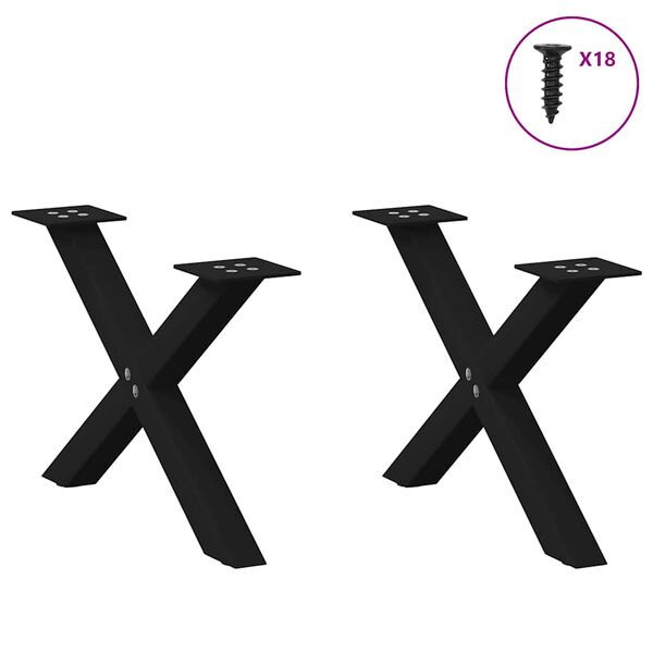 vidaXL Soffbordsben X-formade 2 st svarta 50x(30-31) cm st&aring;l