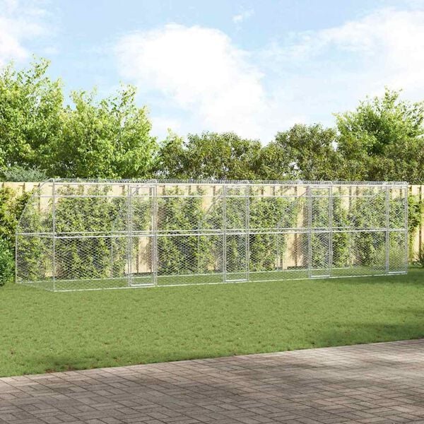 vidaXL Hundbur med lagring 4 pcs Silver 8 x 2 x 2 m St&aring;l