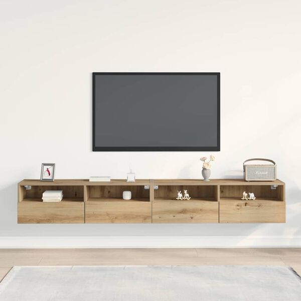 vidaXL TV V&auml;gghylla 2 pcs artisan ek 100 x 30 x 30 cm Konstruerat tr&auml;