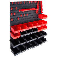 vidaXL Sortimentlådsats med väggpaneler 29 delar röd och svart