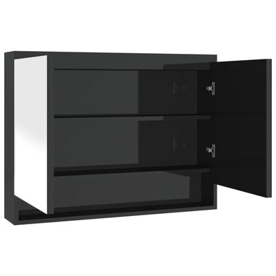vidaXL Spegelskåp för badrum svart glänsande 80x15x60 cm MDF