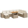vidaXL Tr&auml;dg&aring;rdssoffset med dynor 9 delar beige konstrotting akacia