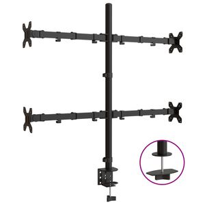 vidaXL Sk&auml;rmf&auml;ste f&ouml;r 4 sk&auml;rmar svart st&aring;l VESA 75/100 mm