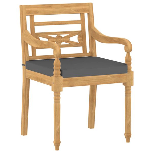 vidaXL Matgrupp f&ouml;r tr&auml;dg&aring;rden 5 delar med dynor massivt teaktr&auml;