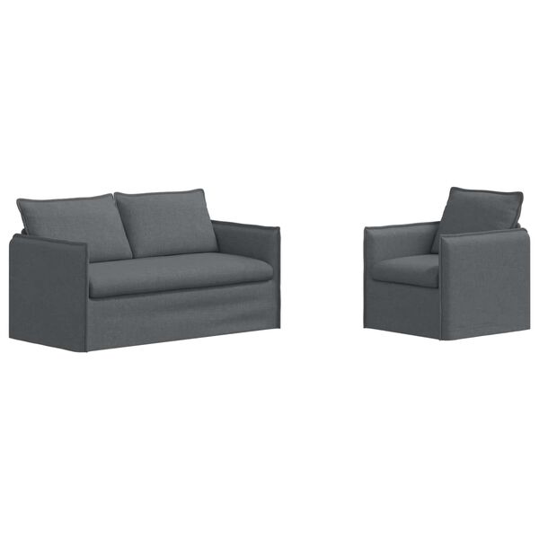 vidaXL Soffa 2 pcs M&ouml;rkgr&aring; 196 x 82 x 85 cm tyg