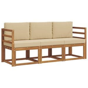 vidaXL Utomhussoffset med kudde 3 pcs Naturlig och Beige
