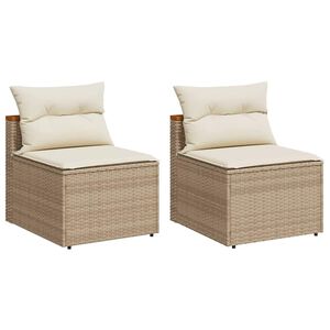vidaXL Tr&auml;dg&aring;rdssoffor utan armst&ouml;d med dynor 2 st beige konstrotting