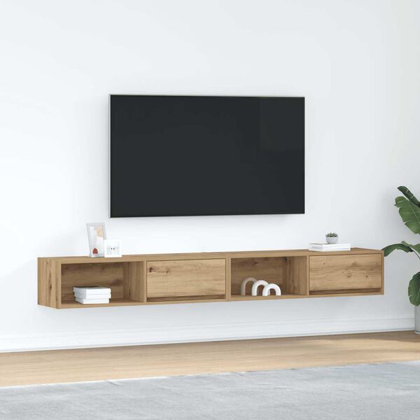vidaXL TV-b&auml;nkar 2 st hantverksm&auml;ssig ek 100x31x25,5cm konstruerat tr&auml;