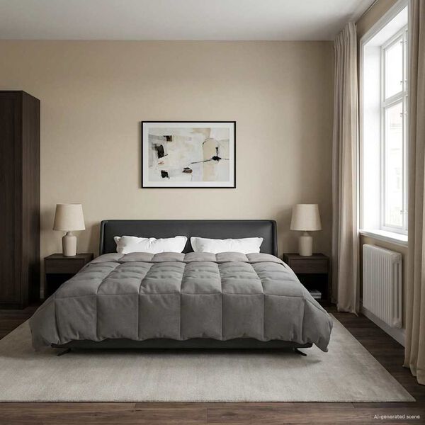 vidaXL Sommar Duvet Quiltad Ljusgr&aring; 200 x 220 cm Mikrofiber