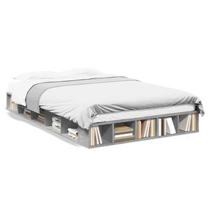 vidaXL S&auml;ngram betonggr&aring; 135x190 cm konstruerat tr&auml;