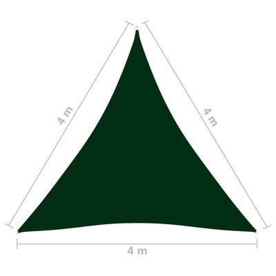 vidaXL Solsegel oxfordtyg trekantigt 4x4x4 m mörkgrön
