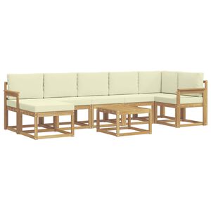 vidaXL Utomhussoffset med kudde 8 pcs Vit och gr&auml;dde Polyester