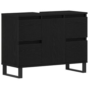 vidaXL Badrumssk&aring;p Svart Ek 80 x 33 x 60 cm Konstruerat tr&auml;