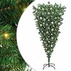 vidaXL Upp-och-ned Artificiell F&auml;rdigbelysning Julgran med Bollar Set