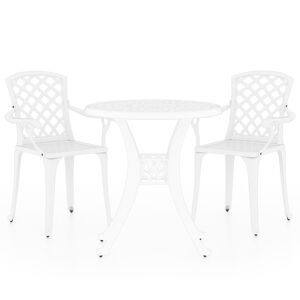 vidaXL Caf&eacute;set 3 delar gjuten aluminium vit