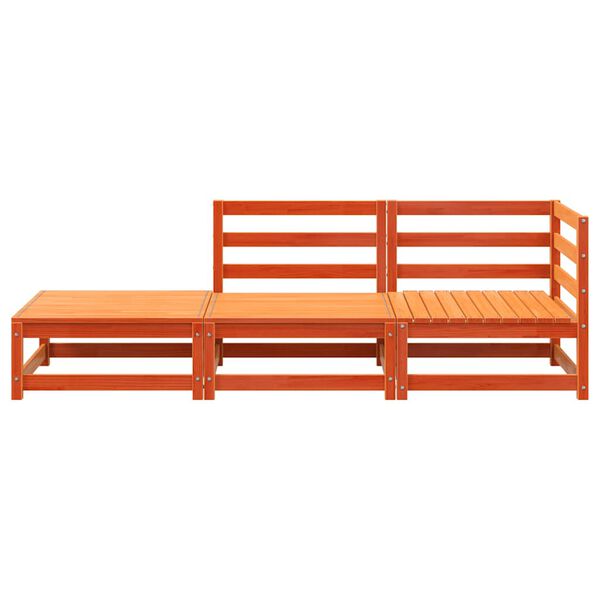 vidaXL Trädgårdssoffa 2-sits med fotpall vaxbrun massiv furu