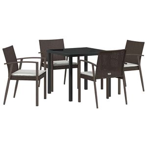 vidaXL Tr&auml;dg&aring;rdsm&ouml;belset 5 st Brun och svart PE Rattan
