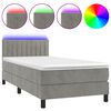 vidaXL Res&aring;rs&auml;ng med madrass och LED ljusgr&aring; 90x200 cm sammet