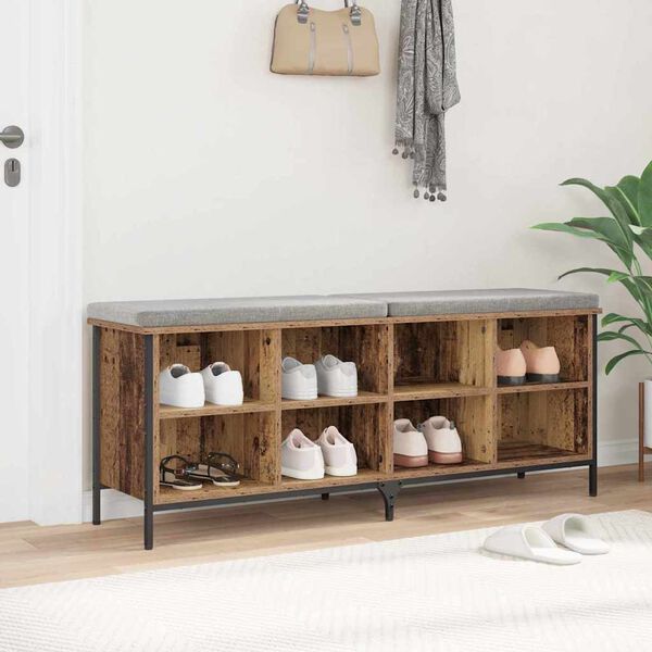 vidaXL Skosk&aring;p Gammalt tr&auml; 131 x 35 x 50 cm Konstruerat tr&auml; och j&auml;rn