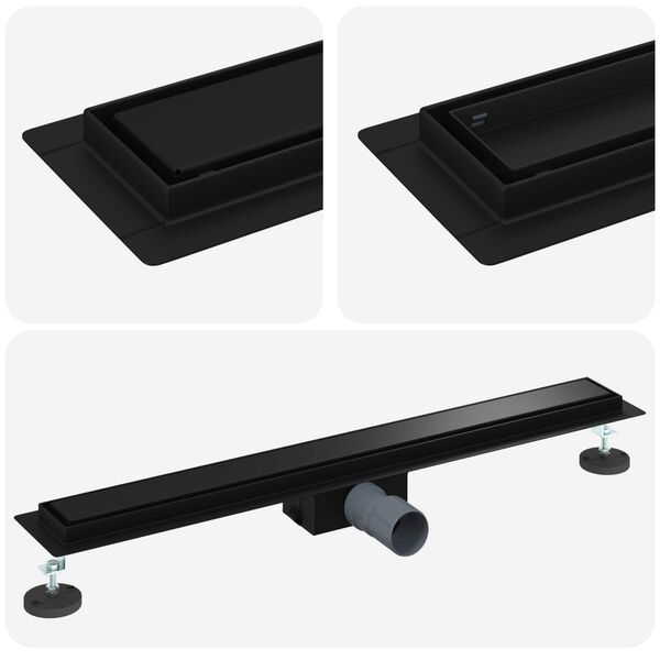 vidaXL 2 i 1 Duschavlopp Svart 70 cm Rostfritt St&aring;l 304