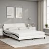 vidaXL Bed with Mattress "Dover" White and Black 160x200 cm Faux Leather