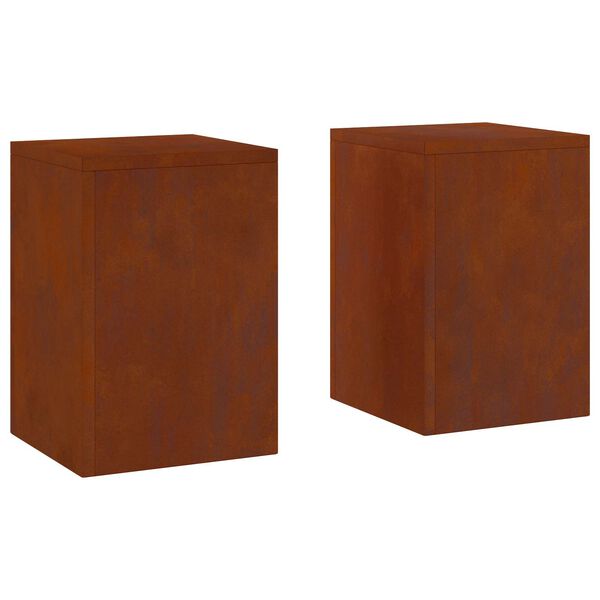vidaXL V&auml;xtst&auml;ll 2 pcs Rostig 24 x 24 x 35 cm V&auml;derbest&auml;ndig st&aring;l
